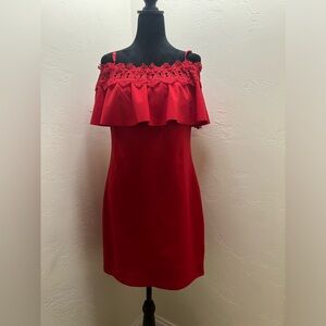 Red with lace mini dress